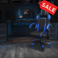 Flash Furniture CH-00288-BL-GG X40 Gaming Chair Racing Ergonomic Computer Chair with Fully Reclining Back/Arms, Slide-Out Footrest, Massaging Lumbar - Black/Blue